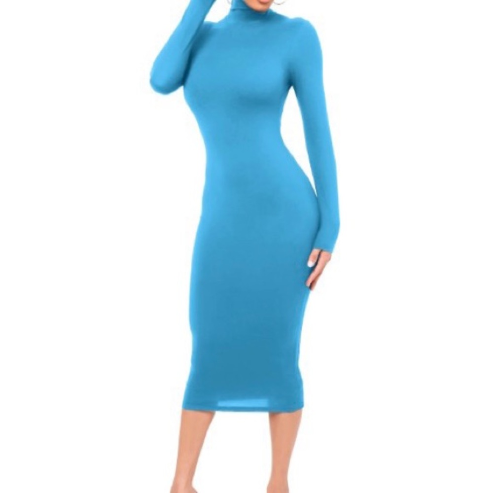 Blue Turtle Neck Dress